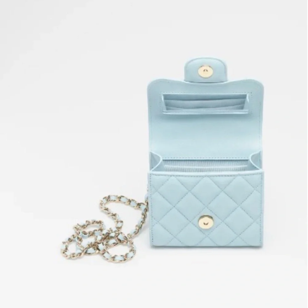 CHANEL 22p Mini Classic Flap Top Handle Crossbody Bag Baby Blue - Picture 2 of 5